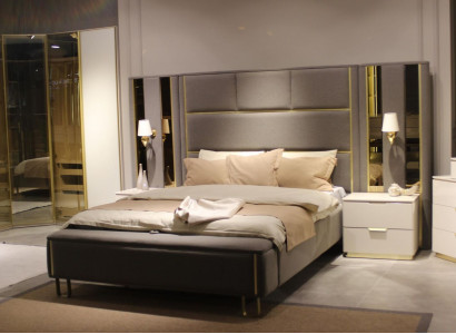 Bed with 2 Bedside Tables 3-Piece Bedroom Double Bed Design Furniture Wood New Set